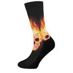 Flaming Skull With Fire Wings Print Crew Socks