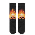 Flaming Skull With Fire Wings Print Crew Socks