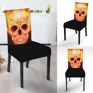 Flaming Skull With Fire Wings Print Dining Chair Slipcover