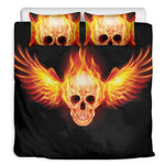 Flaming Skull With Fire Wings Print Duvet Cover Bedding Set