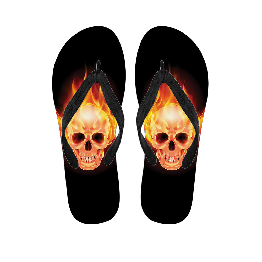 Flaming Skull With Fire Wings Print Flip Flops