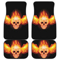 Flaming Skull With Fire Wings Print Front and Back Car Floor Mats