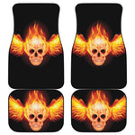 Flaming Skull With Fire Wings Print Front and Back Car Floor Mats