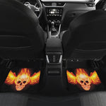 Flaming Skull With Fire Wings Print Front and Back Car Floor Mats