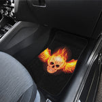 Flaming Skull With Fire Wings Print Front and Back Car Floor Mats