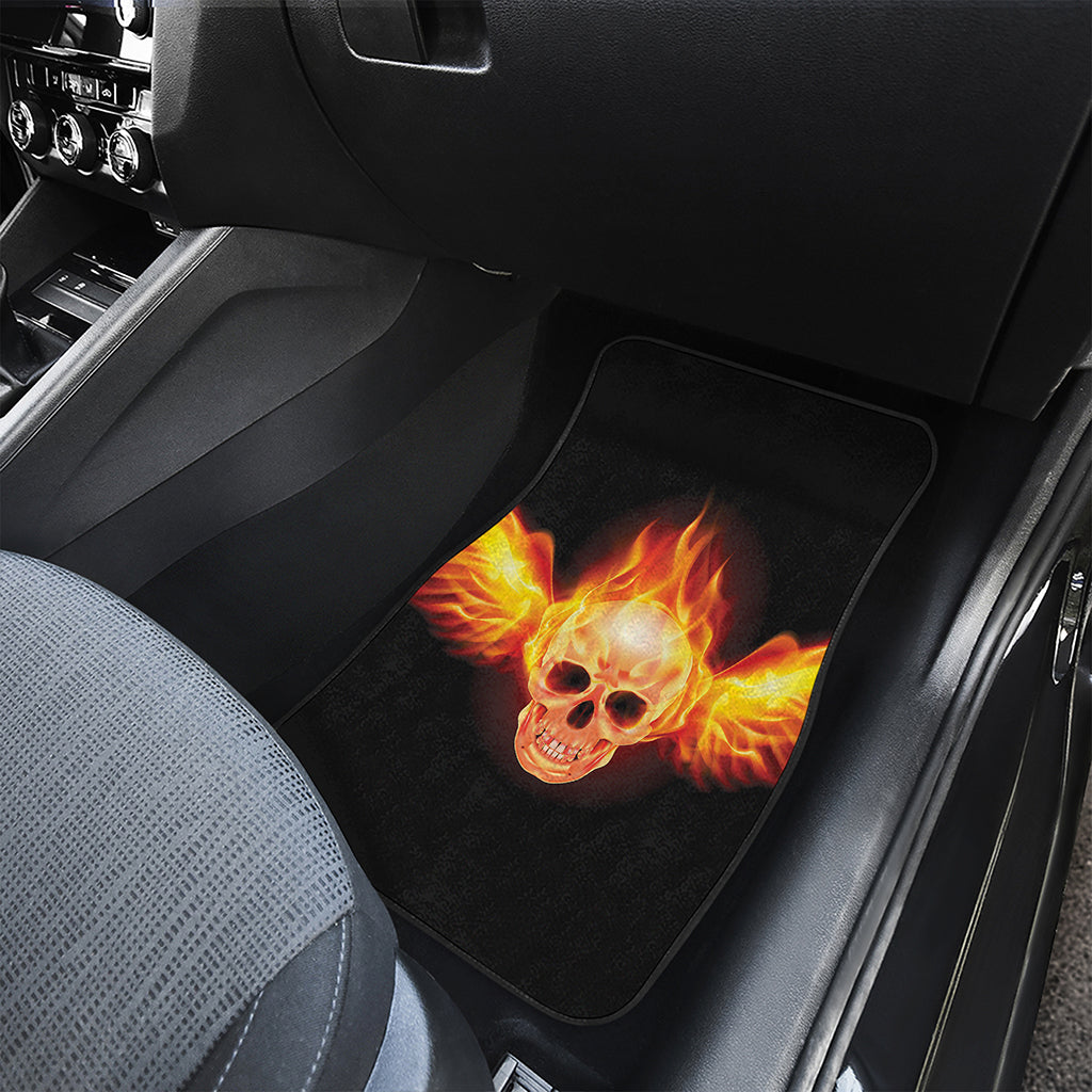 Flaming Skull With Fire Wings Print Front Car Floor Mats