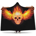 Flaming Skull With Fire Wings Print Hooded Blanket
