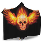 Flaming Skull With Fire Wings Print Hooded Blanket