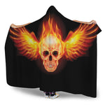 Flaming Skull With Fire Wings Print Hooded Blanket