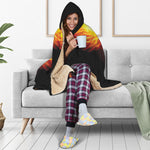 Flaming Skull With Fire Wings Print Hooded Blanket
