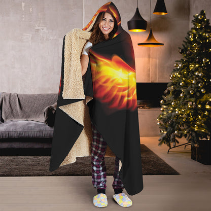 Flaming Skull With Fire Wings Print Hooded Blanket