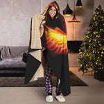 Flaming Skull With Fire Wings Print Hooded Blanket
