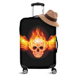 Flaming Skull With Fire Wings Print Luggage Cover