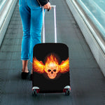 Flaming Skull With Fire Wings Print Luggage Cover