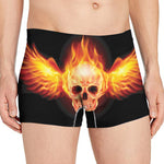 Flaming Skull With Fire Wings Print Men's Boxer Briefs