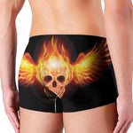 Flaming Skull With Fire Wings Print Men's Boxer Briefs