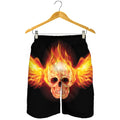 Flaming Skull With Fire Wings Print Men's Shorts