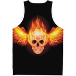 Flaming Skull With Fire Wings Print Men's Tank Top