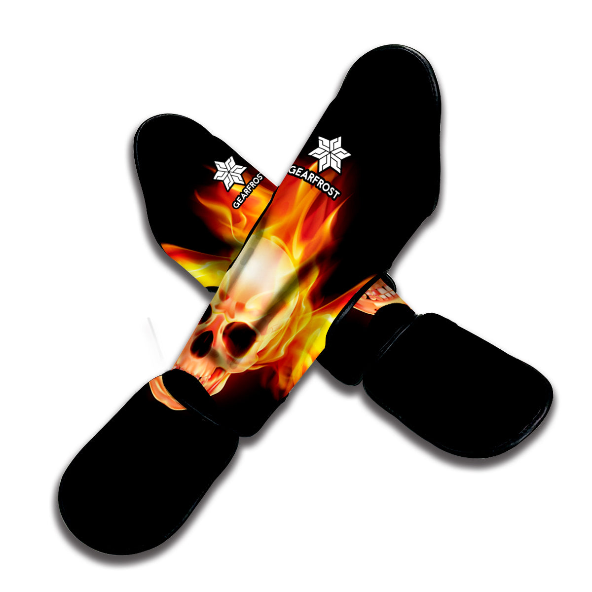 Flaming Skull With Fire Wings Print Muay Thai Shin Guard