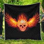 Flaming Skull With Fire Wings Print Quilt