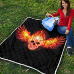 Flaming Skull With Fire Wings Print Quilt