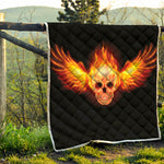 Flaming Skull With Fire Wings Print Quilt