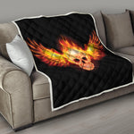 Flaming Skull With Fire Wings Print Quilt