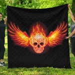 Flaming Skull With Fire Wings Print Quilt