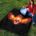 Flaming Skull With Fire Wings Print Quilt