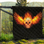 Flaming Skull With Fire Wings Print Quilt