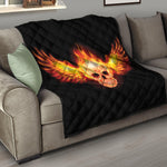 Flaming Skull With Fire Wings Print Quilt