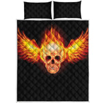 Flaming Skull With Fire Wings Print Quilt Bed Set