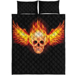 Flaming Skull With Fire Wings Print Quilt Bed Set