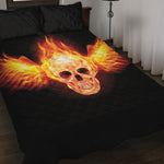 Flaming Skull With Fire Wings Print Quilt Bed Set