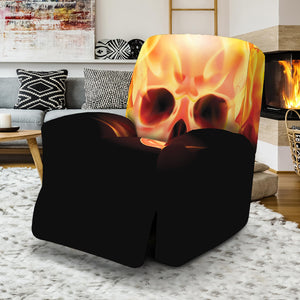 Flaming Skull With Fire Wings Print Recliner Slipcover