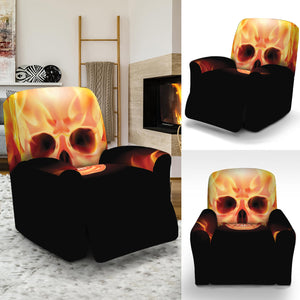 Flaming Skull With Fire Wings Print Recliner Slipcover