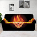 Flaming Skull With Fire Wings Print Sofa Cover