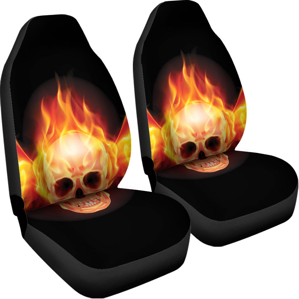 Flaming Skull With Fire Wings Print Universal Fit Car Seat Covers