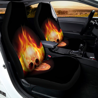 Flaming Skull With Fire Wings Print Universal Fit Car Seat Covers