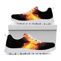 Flaming Skull With Fire Wings Print White Running Shoes