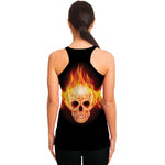 Flaming Skull With Fire Wings Print Women's Racerback Tank Top