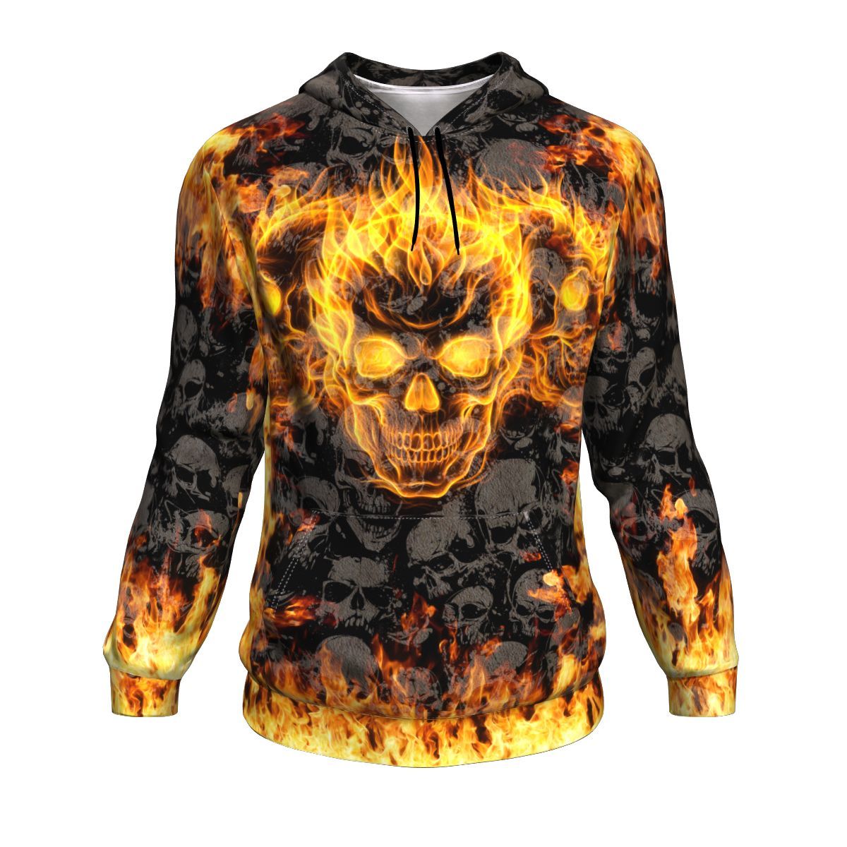 Flaming Skull Woo Hoo What A Ride That Was Unisex Pullover Hoodie GearFrost