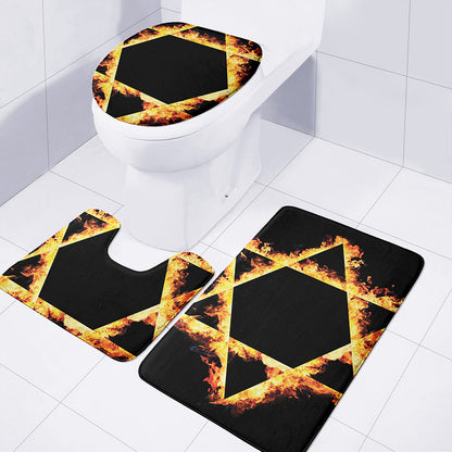 Flaming Star of David Print 3 Piece Bath Mat Set