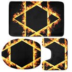 Flaming Star of David Print 3 Piece Bath Mat Set