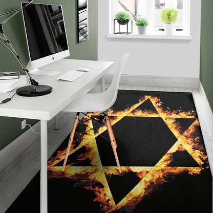 Flaming Star of David Print Area Rug