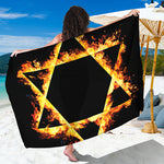 Flaming Star of David Print Beach Sarong Wrap