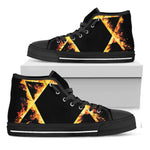 Flaming Star of David Print Black High Top Shoes