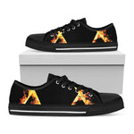 Flaming Star of David Print Black Low Top Shoes 