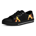 Flaming Star of David Print Black Low Top Shoes 
