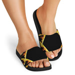 Flaming Star of David Print Black Slide Sandals